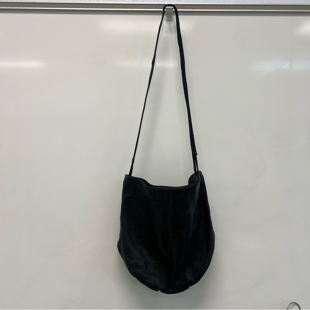 Lauren Alexandra black pebbled leather crossbody handbag